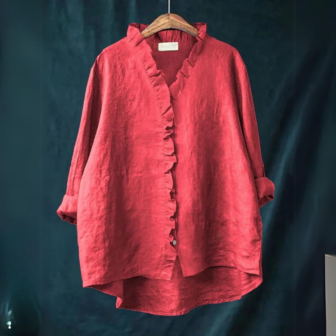 Margot Ruffled Button-Up Blouse