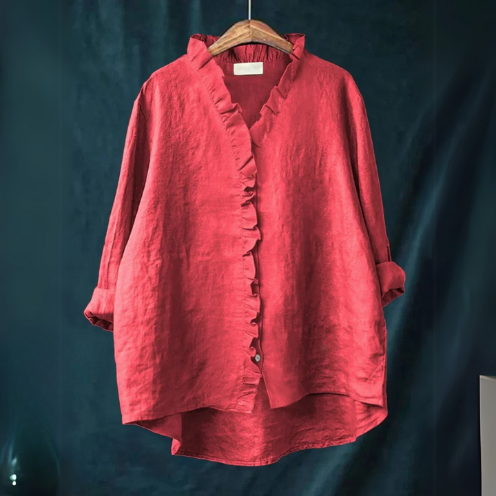 Margot Ruffled Button-Up Blouse